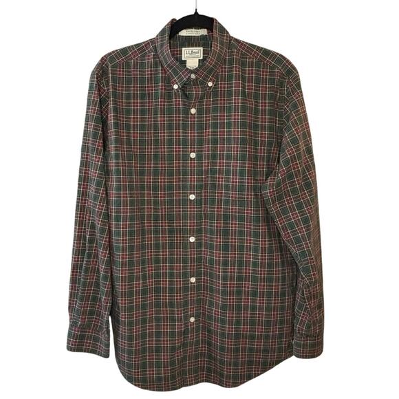 L.L.Bean Wrinkle Free Slightly Fitted Button Down Shirt Men's M | Green | EUC - Picture 1 of 11